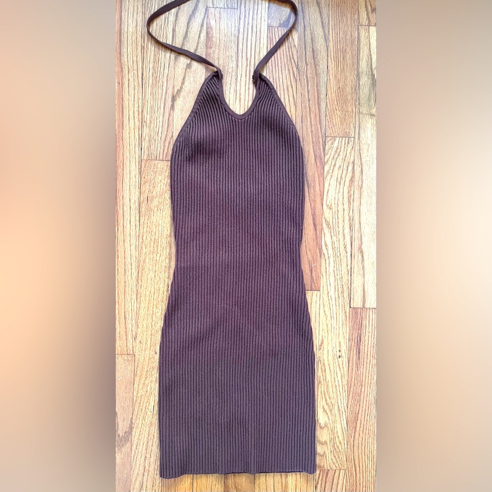 Cotton Candy Brown Halter Dress